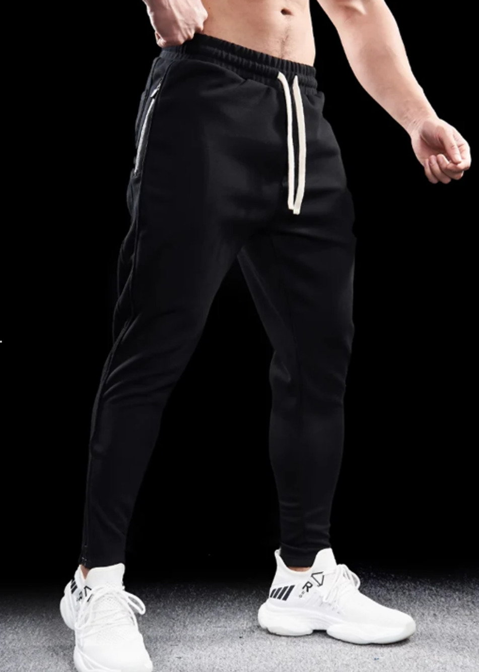 Mens AHA Selected Track Side Sweatpants With Zipper Hem Black Size XL Jogger NEW